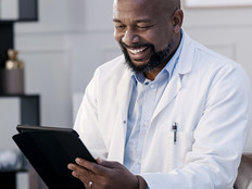 Doctor using devices